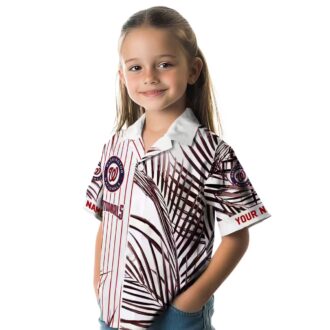 Washington Nationals Palm Stripes Hawaiian Shirt - MLB Team Tropical Summer Shirt for Fans