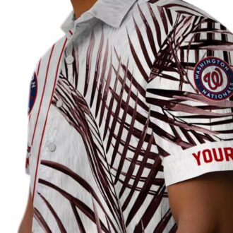 Washington Nationals Palm Stripes Hawaiian Shirt - MLB Team Tropical Summer Shirt for Fans