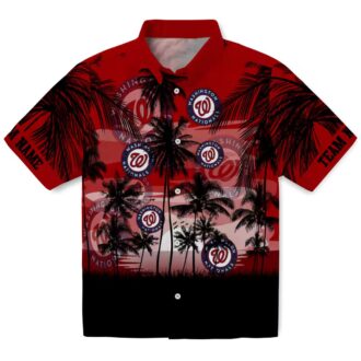 Washington Nationals Red Black Hawaiian Shirt - Sunset Tropical MLB Fan Shirt for Vacation & Summer 2025