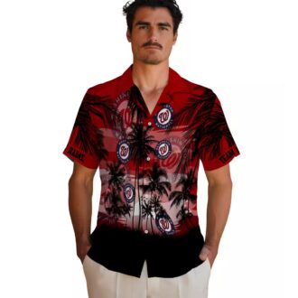 Washington Nationals Red Black Hawaiian Shirt - Sunset Tropical MLB Fan Shirt for Vacation & Summer 2025