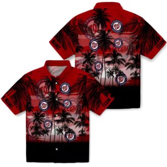 Washington Nationals Red Black Hawaiian Shirt - Sunset Tropical MLB Fan Shirt for Vacation & Summer 2025