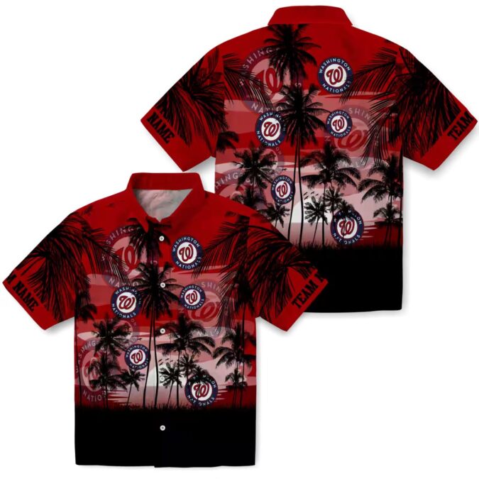 Washington Nationals Red Black Hawaiian Shirt - Sunset Tropical MLB Fan Shirt for Vacation & Summer 2025