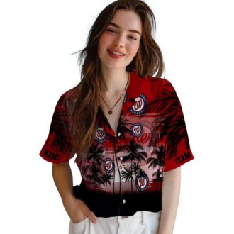 Washington Nationals Red Black Hawaiian Shirt - Sunset Tropical MLB Fan Shirt for Vacation & Summer 2025