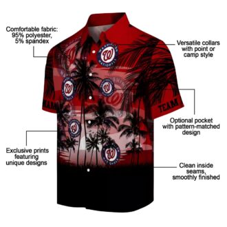 Washington Nationals Red Black Hawaiian Shirt - Sunset Tropical MLB Fan Shirt for Vacation & Summer 2025