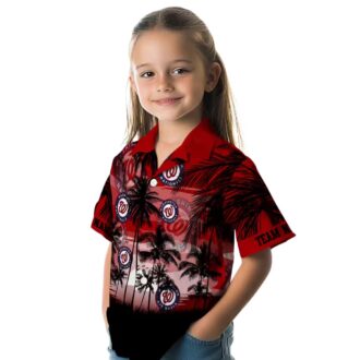 Washington Nationals Red Black Hawaiian Shirt - Sunset Tropical MLB Fan Shirt for Vacation & Summer 2025