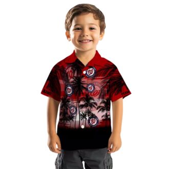 Washington Nationals Red Black Hawaiian Shirt - Sunset Tropical MLB Fan Shirt for Vacation & Summer 2025