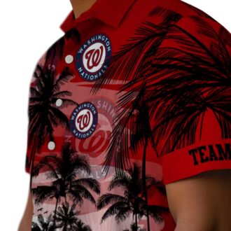 Washington Nationals Red Black Hawaiian Shirt - Sunset Tropical MLB Fan Shirt for Vacation & Summer 2025