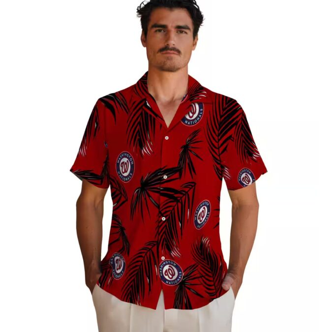 Washington Nationals Red Hawaiian Shirt with Palm Leaf Print - Summer MLB Vacation Outfit