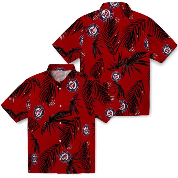 Washington Nationals Red Hawaiian Shirt with Palm Leaf Print - Summer MLB Vacation Outfit
