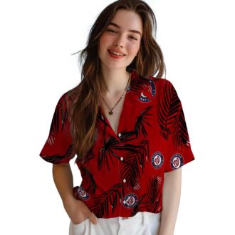 Washington Nationals Red Hawaiian Shirt with Palm Leaf Print - Summer MLB Vacation Outfit