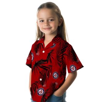 Washington Nationals Red Hawaiian Shirt with Palm Leaf Print - Summer MLB Vacation Outfit