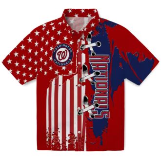 Washington Nationals Red Hawaiian Shirt with Stitched Flag - Perfect MLB Summer Shirt for Men