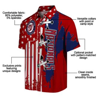 Washington Nationals Red Hawaiian Shirt with Stitched Flag - Perfect MLB Summer Shirt for Men