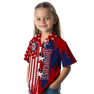 Washington Nationals Red Hawaiian Shirt with Stitched Flag - Perfect MLB Summer Shirt for Men
