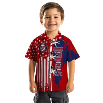 Washington Nationals Red Hawaiian Shirt with Stitched Flag - Perfect MLB Summer Shirt for Men