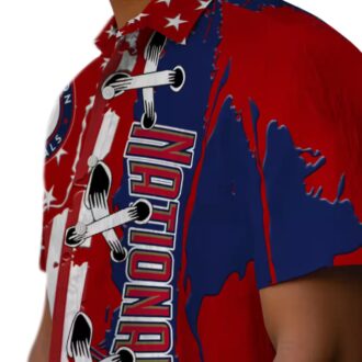 Washington Nationals Red Hawaiian Shirt with Stitched Flag - Perfect MLB Summer Shirt for Men