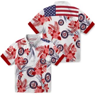 Washington Nationals Red White Hawaiian Shirt - Patriotic Hibiscus Summer Shirt for MLB Fans