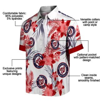 Washington Nationals Red White Hawaiian Shirt - Patriotic Hibiscus Summer Shirt for MLB Fans