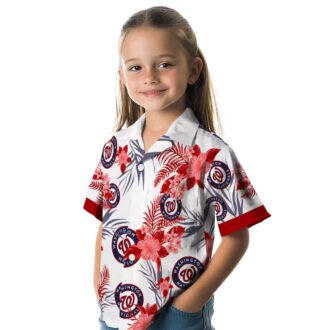 Washington Nationals Red White Hawaiian Shirt - Patriotic Hibiscus Summer Shirt for MLB Fans