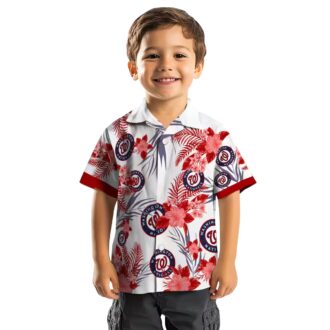 Washington Nationals Red White Hawaiian Shirt - Patriotic Hibiscus Summer Shirt for MLB Fans