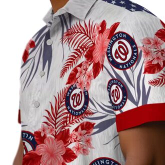 Washington Nationals Red White Hawaiian Shirt - Patriotic Hibiscus Summer Shirt for MLB Fans