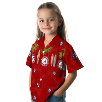 Washington Nationals Surfboard Palm Hawaiian Shirt - Red MLB Fan Beach Vacation Shirt