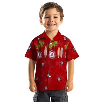 Washington Nationals Surfboard Palm Hawaiian Shirt - Red MLB Fan Beach Vacation Shirt