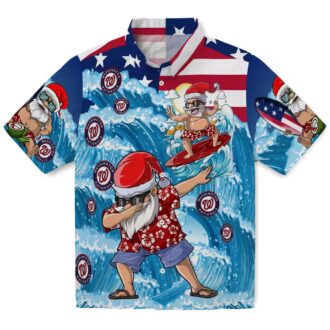 Washington Nationals Surfing Santa Blue Hawaiian Shirt - MLB Fans Ultimate Summer Vacation Outfit