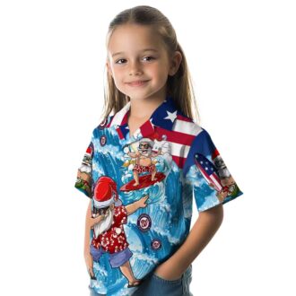 Washington Nationals Surfing Santa Blue Hawaiian Shirt - MLB Fans Ultimate Summer Vacation Outfit