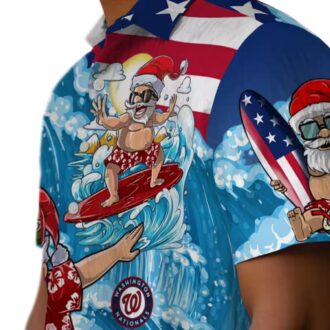 Washington Nationals Surfing Santa Blue Hawaiian Shirt - MLB Fans Ultimate Summer Vacation Outfit