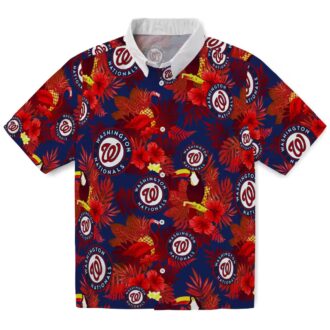 Washington Nationals Tropical Floral Toucan Hawaiian Shirt - Summer Vacation MLB Fan Gear