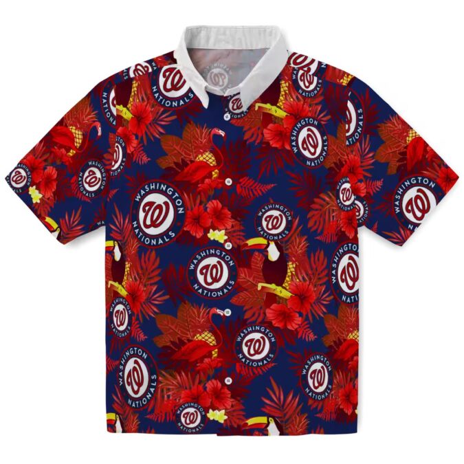 Washington Nationals Tropical Floral Toucan Hawaiian Shirt - Summer Vacation MLB Fan Gear
