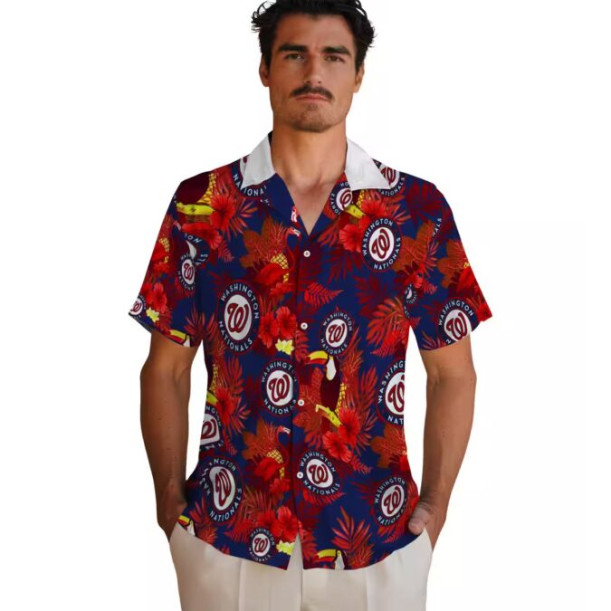 Washington Nationals Tropical Floral Toucan Hawaiian Shirt - Summer Vacation MLB Fan Gear
