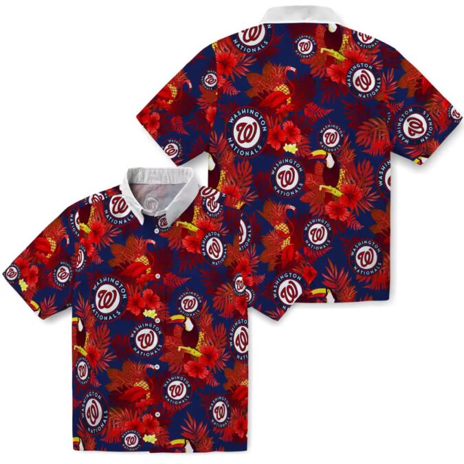 Washington Nationals Tropical Floral Toucan Hawaiian Shirt - Summer Vacation MLB Fan Gear