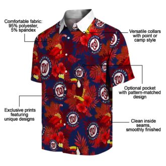 Washington Nationals Tropical Floral Toucan Hawaiian Shirt - Summer Vacation MLB Fan Gear