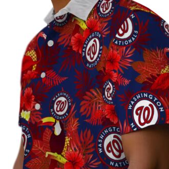 Washington Nationals Tropical Floral Toucan Hawaiian Shirt - Summer Vacation MLB Fan Gear