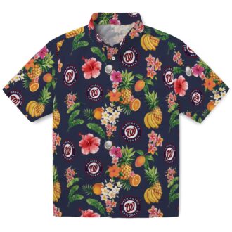Washington Nationals Tropical Hibiscus Hawaiian Shirt - Navy Blue MLB Fan Gear for Summer 2025