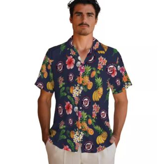 Washington Nationals Tropical Hibiscus Hawaiian Shirt - Navy Blue MLB Fan Gear for Summer 2025