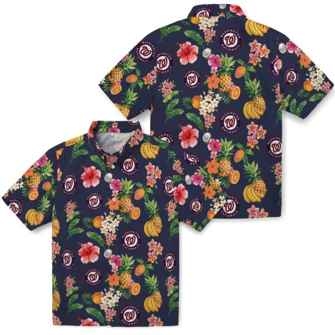 Washington Nationals Tropical Hibiscus Hawaiian Shirt - Navy Blue MLB Fan Gear for Summer 2025