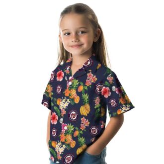 Washington Nationals Tropical Hibiscus Hawaiian Shirt - Navy Blue MLB Fan Gear for Summer 2025