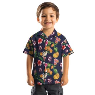 Washington Nationals Tropical Hibiscus Hawaiian Shirt - Navy Blue MLB Fan Gear for Summer 2025