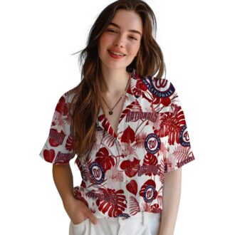 Washington Nationals Tropical Vacation Shirt - Red White MLB Floral Aloha Game Day Shirt