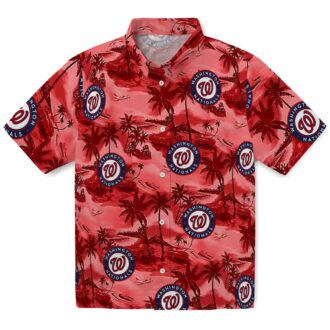 Women's Washington Nationals MLB Team Hawaiian Shirt - Red Coastal Palms for Game Day & Beach