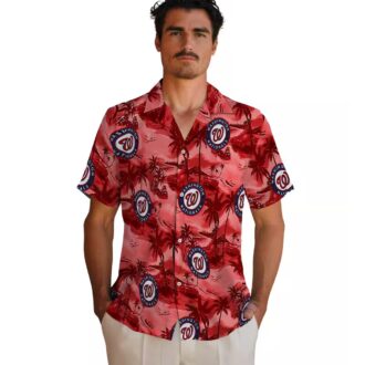 Women's Washington Nationals MLB Team Hawaiian Shirt - Red Coastal Palms for Game Day & Beach