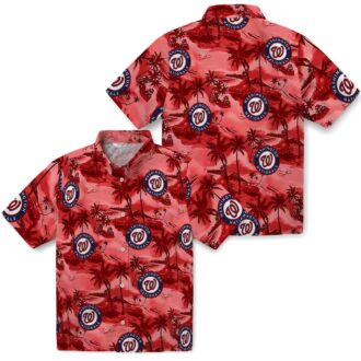 Women's Washington Nationals MLB Team Hawaiian Shirt - Red Coastal Palms for Game Day & Beach