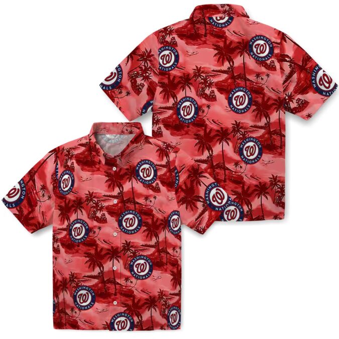 Women's Washington Nationals MLB Team Hawaiian Shirt - Red Coastal Palms for Game Day & Beach