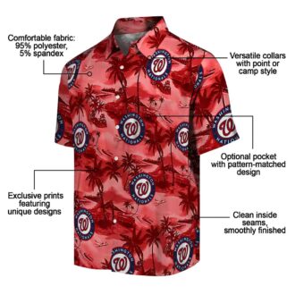 Women's Washington Nationals MLB Team Hawaiian Shirt - Red Coastal Palms for Game Day & Beach