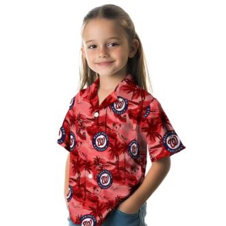Women's Washington Nationals MLB Team Hawaiian Shirt - Red Coastal Palms for Game Day & Beach