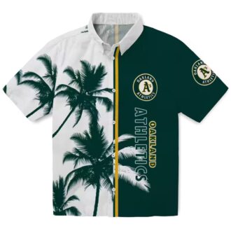 Best Oakland Athletics Beach Hawaiian Shirt - Green White Palm Tree Design for MLB Fans
