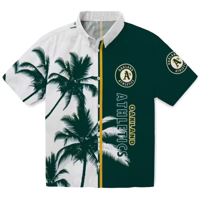 Best Oakland Athletics Beach Hawaiian Shirt - Green White Palm Tree Design for MLB Fans